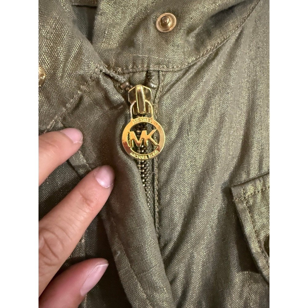 Michael Kors Metallic Olive Green Utility Jacket-size 1X - Picture 6 of 12